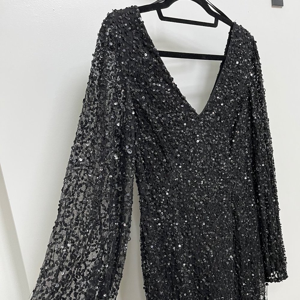 Adrianna Papell Size 10 Black Beaded/Sequin Cocktail Dress